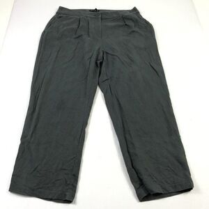 Eileen Fisher Pleated Cropped Pants Gray Casual Workwear Straight Leg Size 8